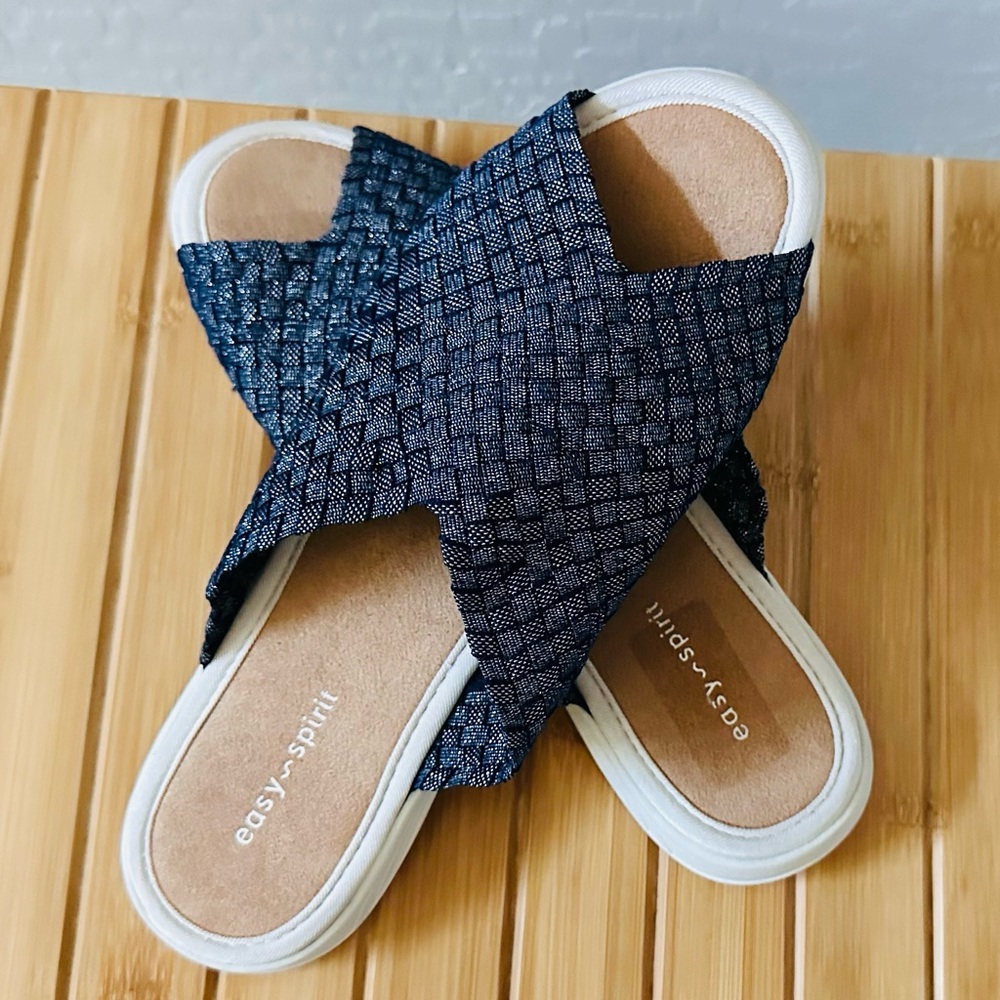 Easy Spirit Navy Woven Slide Sandals